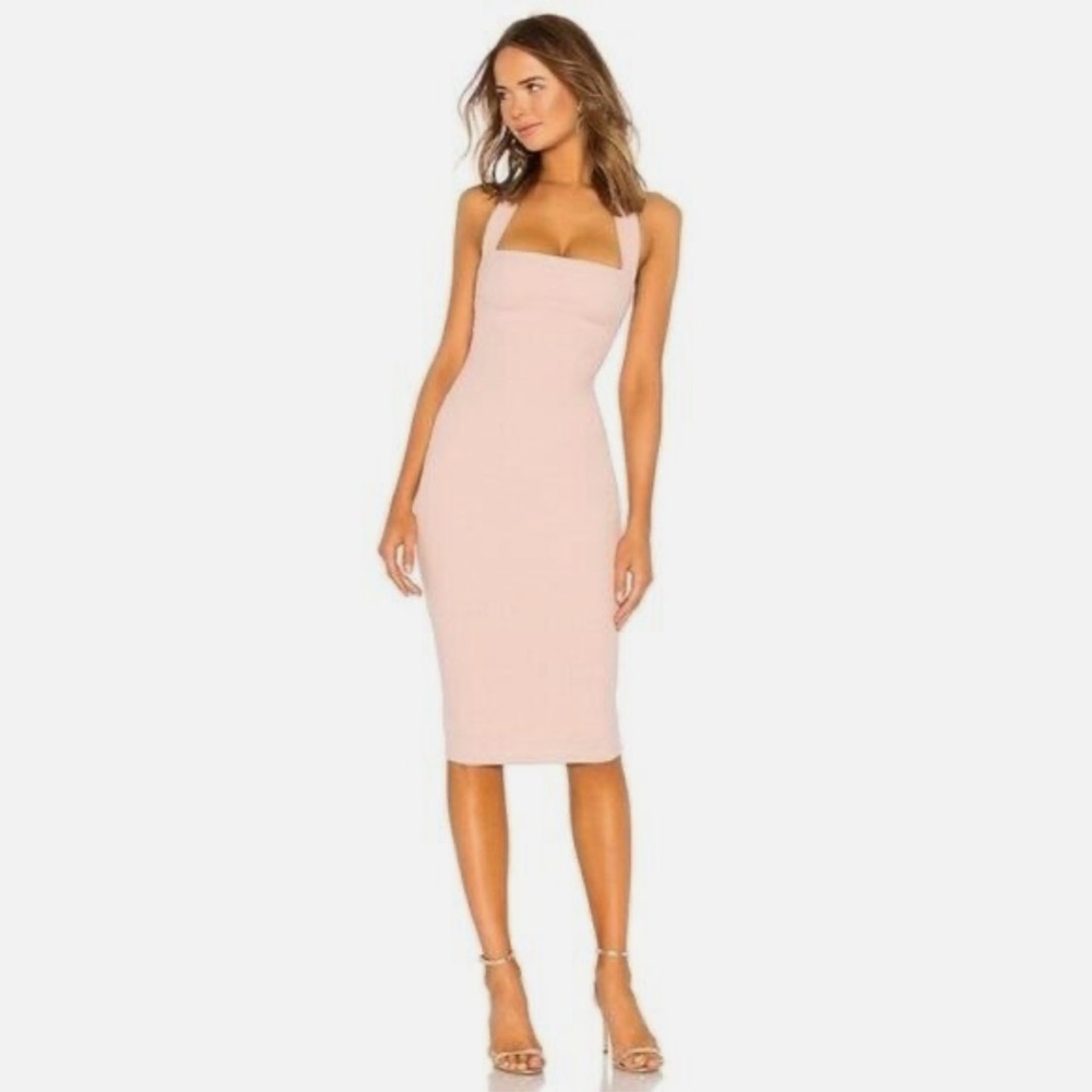 Nookie midi dress in blush pink